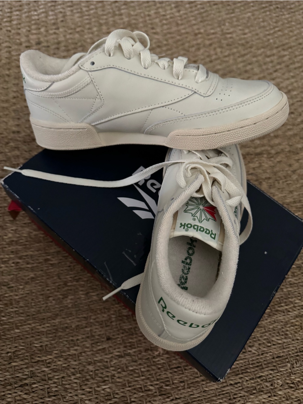 Reebok Chalk/Paperwhite/Green Club C 85 Vintage Box Label